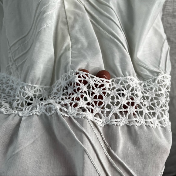 Vintage 70s Mexican Pintuck Halter Handmade Embroidered Floral Fiesta Maxi Dress - Picture 13 of 16